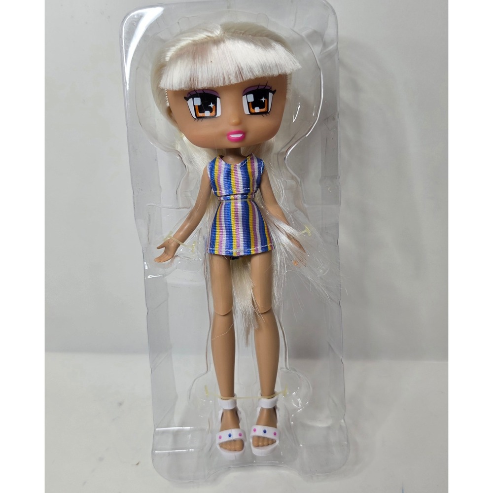 Boxy Girls Bronx Doll 8 inch Jay At Play White Hair Striped Dress Loose No Box